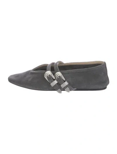 Pre-owned Le Monde Beryl Suede Mary Jane Flats In Gray