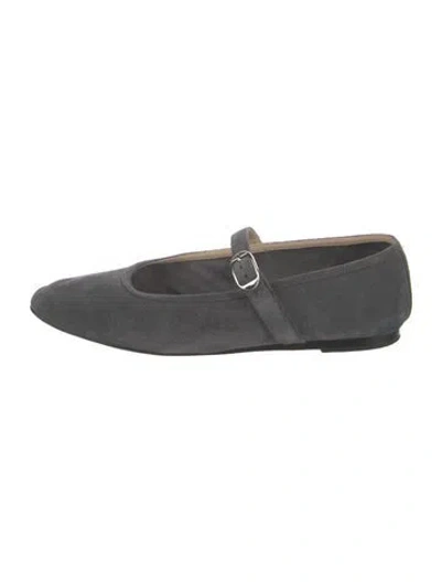 Pre-owned Le Monde Beryl Suede Mary Jane Flats In Gray