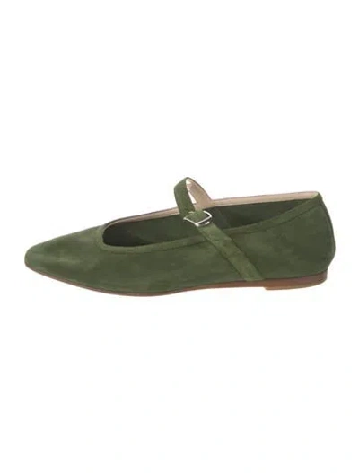 Pre-owned Le Monde Beryl Suede Mary Jane Flats In Green