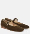 Le Monde Beryl Velvet Mary Jane Ballerina Flats In Green