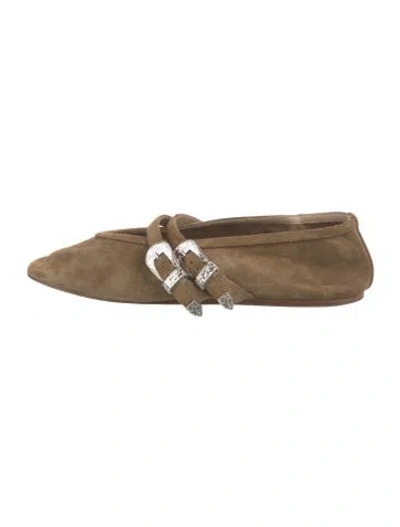 Pre-owned Le Monde Beryl Suede Mary Jane Flats In Neutral