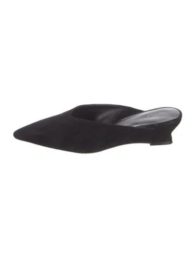 Pre-owned Le Monde Beryl Suede Mules In Black/blue