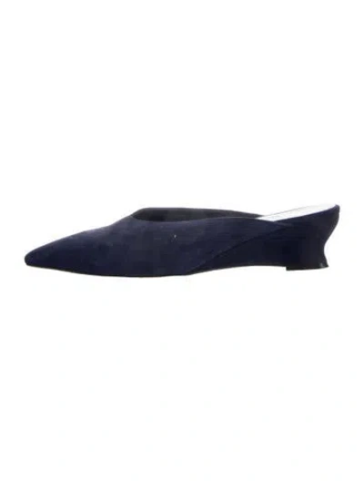 Pre-owned Le Monde Beryl Suede Mules In Blue