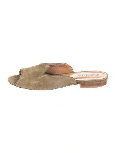 Pre-owned Le Monde Beryl Suede Mules In Green