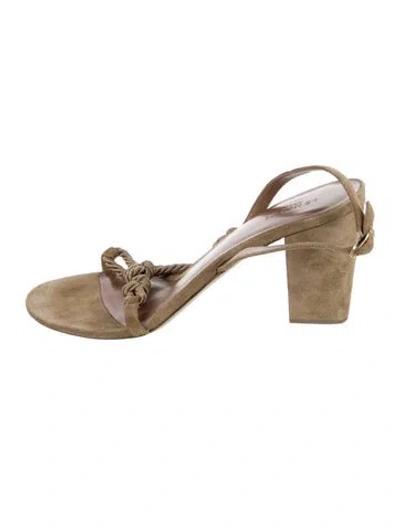 Pre-owned Le Monde Beryl Suede Slingback Sandals In Neutral