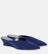 Le Monde Beryl Suede Wedge Mules In Blue
