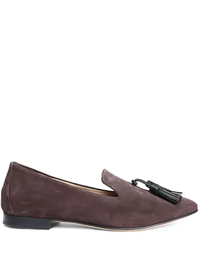 Le Monde Beryl Tassel-design Suede Loafers In Brown