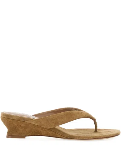 Le Monde Beryl Thong Wedge Sandals In Neutral