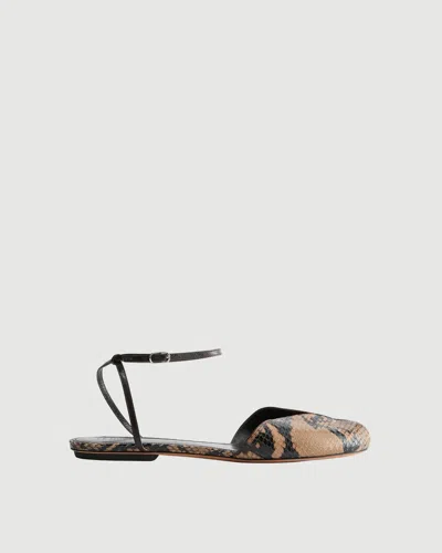Le Monde Beryl Valetta Snake-effect Leather Flats In Animal Print