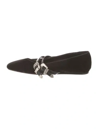 Pre-owned Le Monde Beryl Velvet Ballet Flats In Black