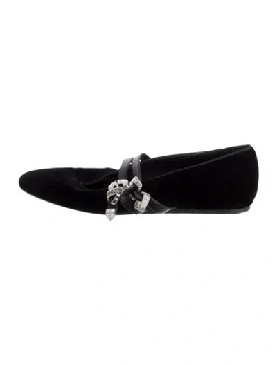 Pre-owned Le Monde Beryl Velvet Ballet Flats In Black