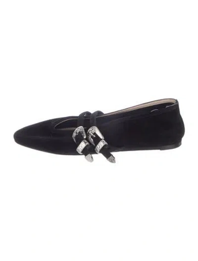 Pre-owned Le Monde Beryl Velvet Ballet Flats In Blue