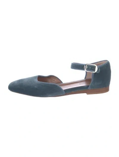 Pre-owned Le Monde Beryl Velvet Ballet Flats In Blue