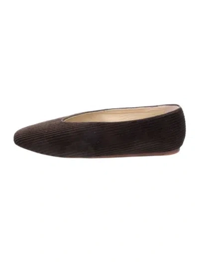 Pre-owned Le Monde Beryl Velvet Ballet Flats In Brown