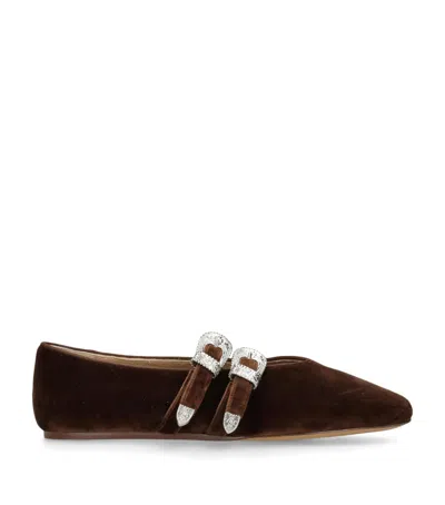 Le Monde Beryl Velvet Claudia Ballet Flats In Brown