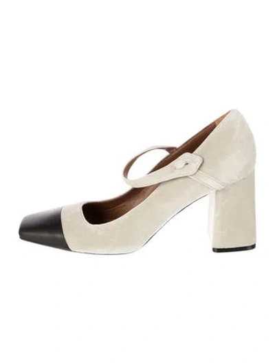 Pre-owned Le Monde Beryl Velvet Colorblock Pattern Pumps In Neutral