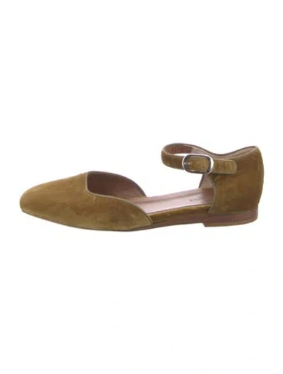 Pre-owned Le Monde Beryl Velvet D'orsay Flats In Green