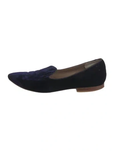Pre-owned Le Monde Beryl Velvet Flats In Blue