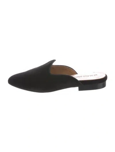 Pre-owned Le Monde Beryl Velvet Grosgrain Trim Mules In Black