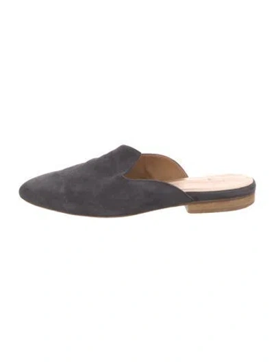 Pre-owned Le Monde Beryl Velvet Grosgrain Trim Mules In Gray