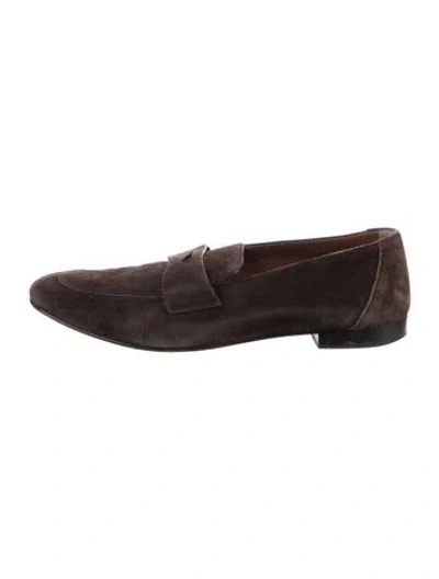 Pre-owned Le Monde Beryl Velvet Loafers In Brown