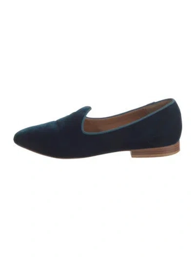Pre-owned Le Monde Beryl Velvet Loafers In Green