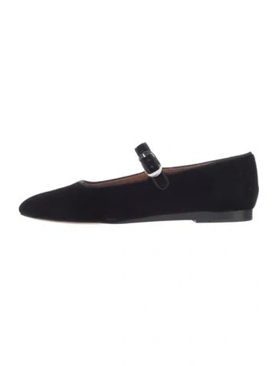Pre-owned Le Monde Beryl Velvet Mary Jane Flats In Black