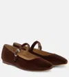 Le Monde Beryl Suede Mary Jane Ballet Flats In Brown