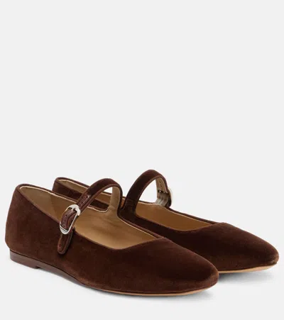 Le Monde Beryl Le Monde Béryl Velvet Mary Jane Flats In Brown