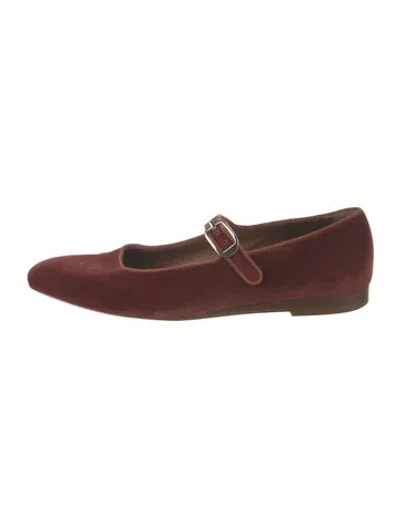 Pre-owned Le Monde Beryl Velvet Mary Jane Flats In Brown