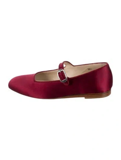 Pre-owned Le Monde Beryl Velvet Mary Jane Flats In Burgundy