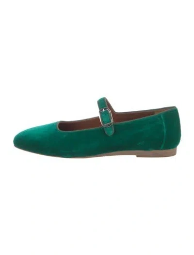Pre-owned Le Monde Beryl Velvet Mary Jane Flats In Green
