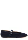 Le Monde Beryl Velvet Mary Jane Flats In Navy