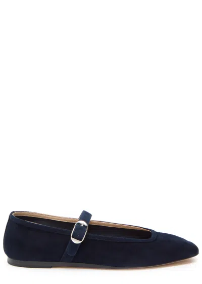 Le Monde Beryl Velvet Mary Jane Flats In Navy