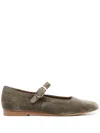 Le Monde Beryl Mary Jane Velvet Flats In Grün