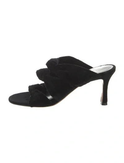 Pre-owned Le Monde Beryl Velvet Mules In Black