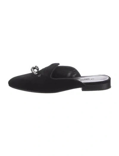 Pre-owned Le Monde Beryl Velvet Mules In Black