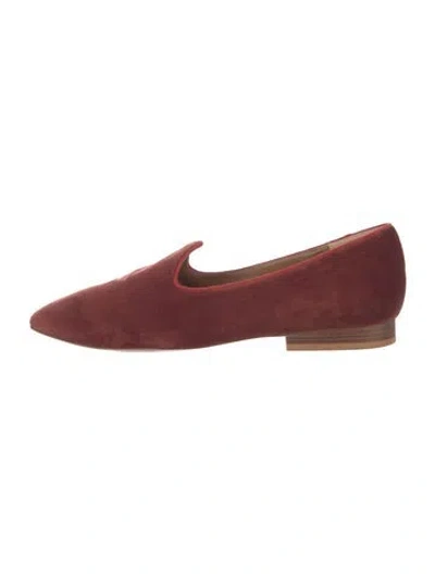 Pre-owned Le Monde Beryl Velvet Tassel Accents Loafers In Burgundy