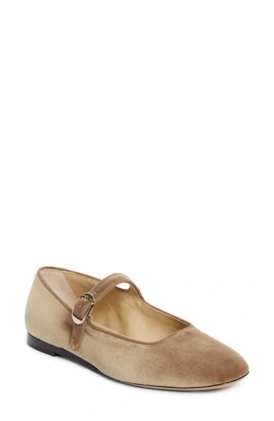 Le Monde Beryl Velveteen Mary Jane Flat In Mink