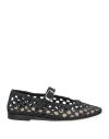 Le Monde Beryl Black Mary Jane With Strap In Woven Leather Woman In Black
