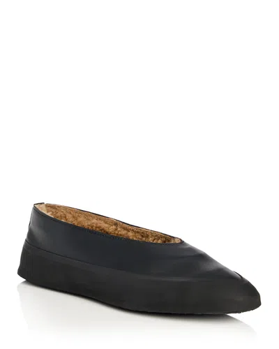 Le Monde Beryl Women's Apres Ski Shearling Lined Ballet Flats In Black