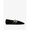 Le Monde Beryl Womens Black Claudia Double-strap Suede Ballet Courts In Black