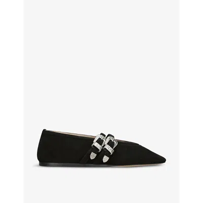 LE MONDE BERYL WOMENS BLACK CLAUDIA DOUBLE-STRAP SUEDE BALLET COURTS EUR 37.5 / 4.5 UK