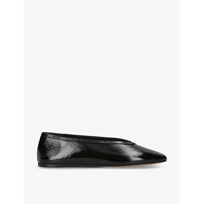 Le Monde Beryl Womens Black Luna Pointed-toe Patent-leather Pumps