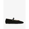 Le Monde Beryl Almond Toe Flat Sole Suede Ballerinas In Black