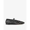 Le Monde Beryl Black Mary Jane With Strap In Woven Leather Woman In Black