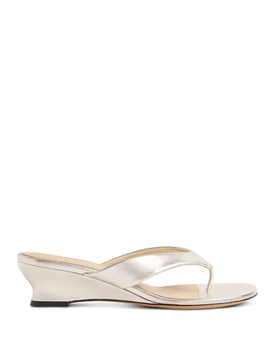 Le Monde Beryl Women's Micro Wedge Leather Thong Sandals In Neutral