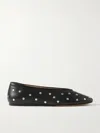 Le Monde Beryl Women's Regency Slipper Studded Leather Flats In Black In Black