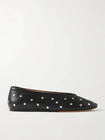 Le Monde Beryl Women's Regency Slipper Studded Leather Flats In Black