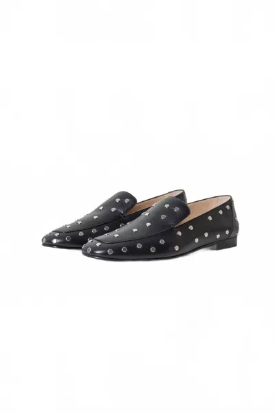 Le Monde Beryl Women's Soft Studded Leather Loafers In Black